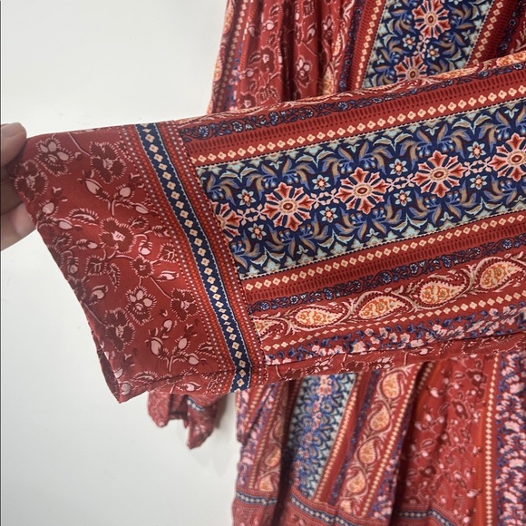 J JILL Paisley Floral Print Bateau Neck 3/4 Sleeve Boho Blouse Size Large - Picture 9 of 13